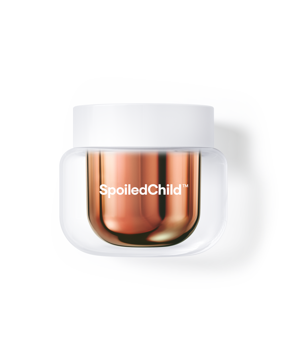 A jar of SpoiledChild A29 Shine Activator Hair Mask is shown against a plain white background. The product features a white screw-top lid and a copper-toned glass container encased in a clear outer shell, with the brand name printed in white on the front.