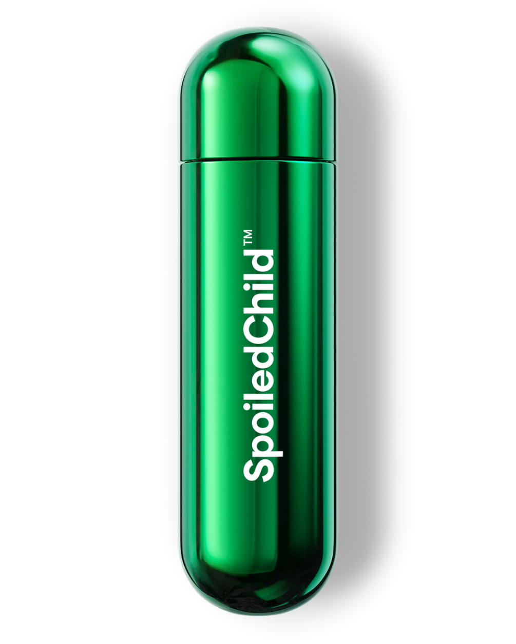 A product icon of a sleek, metallic green refill M27 capsule with the 