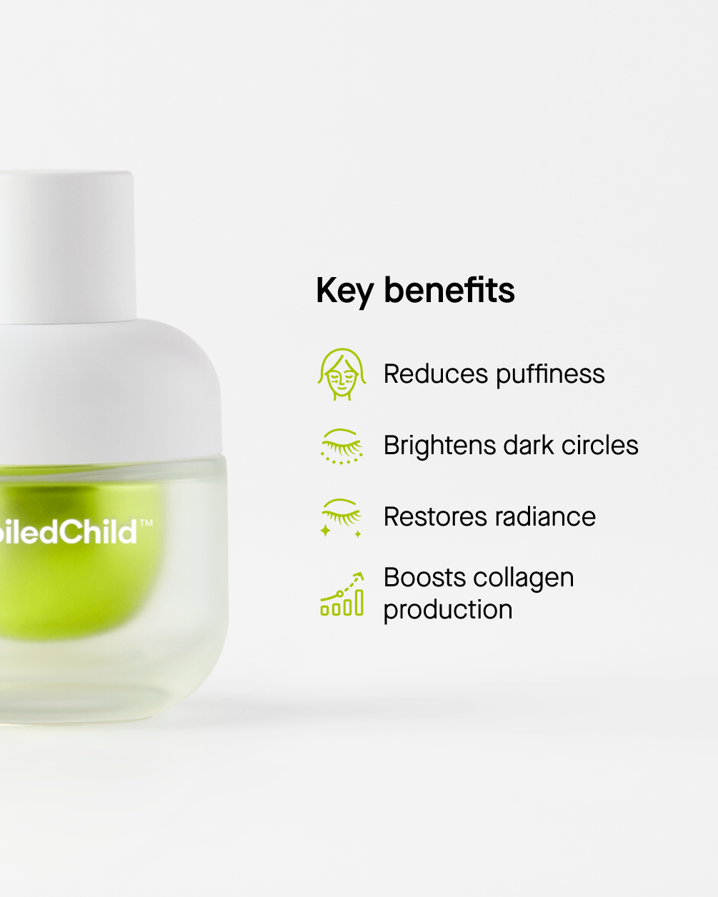 A partial view of a SpoiledChild T31 product with a green refill capsule next to a list of 